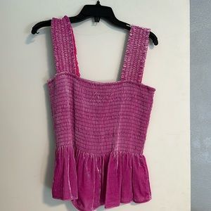NWT By Anthropologie tank top in hot pink velvet material